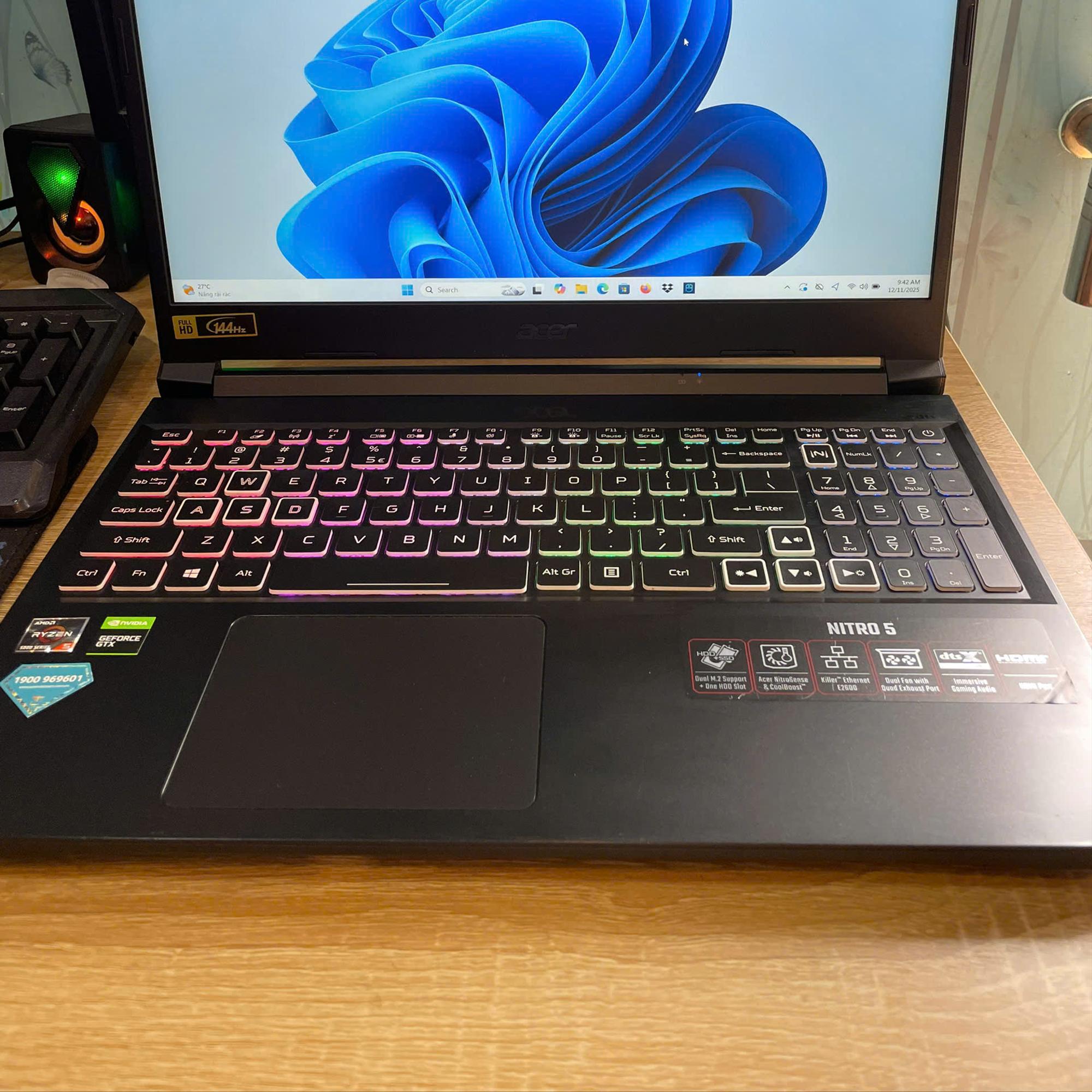 Acer Ryzen 5 5600H Ram 8GB 512GB SSD Card GTX 1650 Màn 15.6inch 144Hz-duoc-ban-tai-Vi Tính Kim Trân