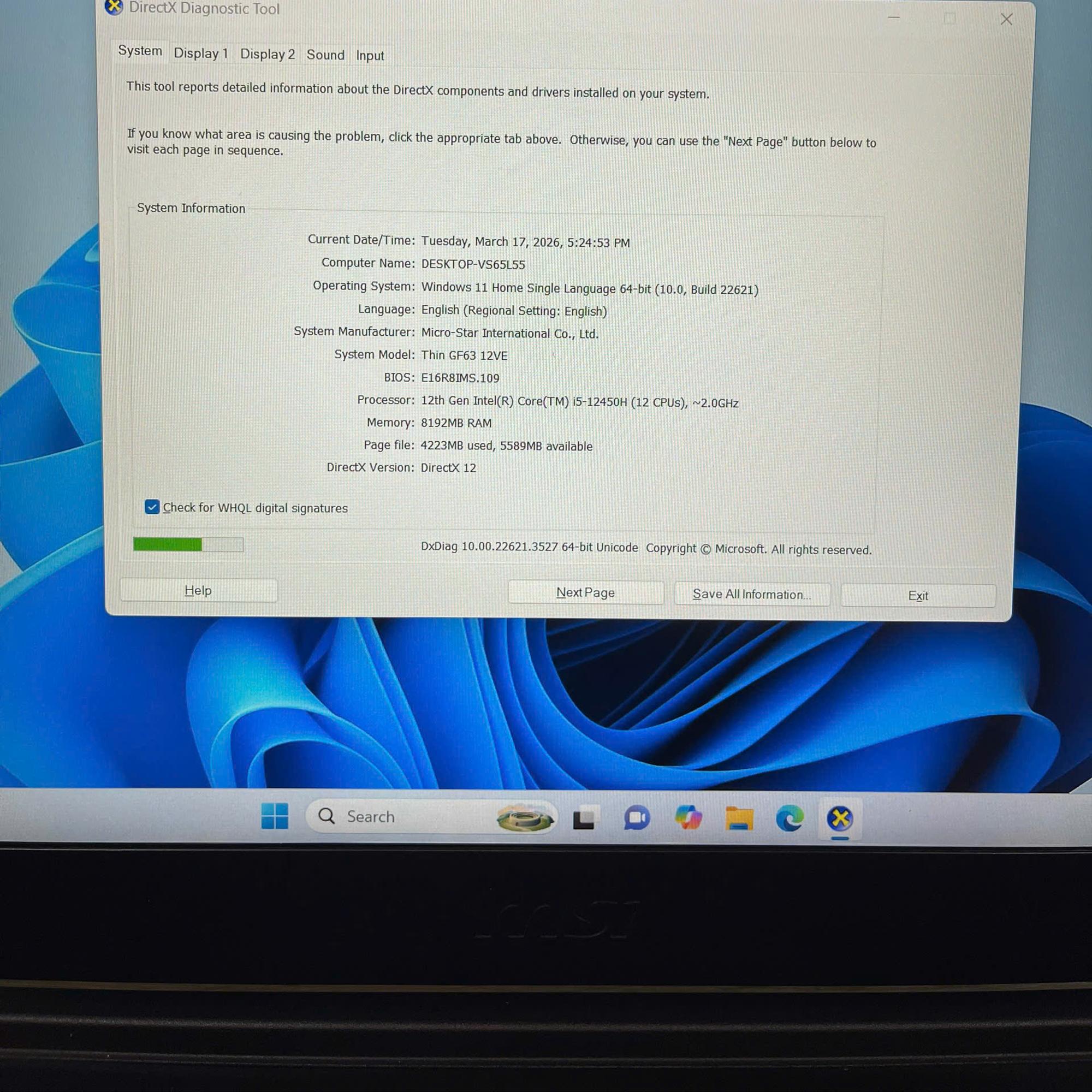 MSI i5 12th Ram 8GB 512GB SSD RTX 4050 6GB Màn 15.6inch FHD 144HZ-duoc-ban-tai-Vi Tính Kim Trân