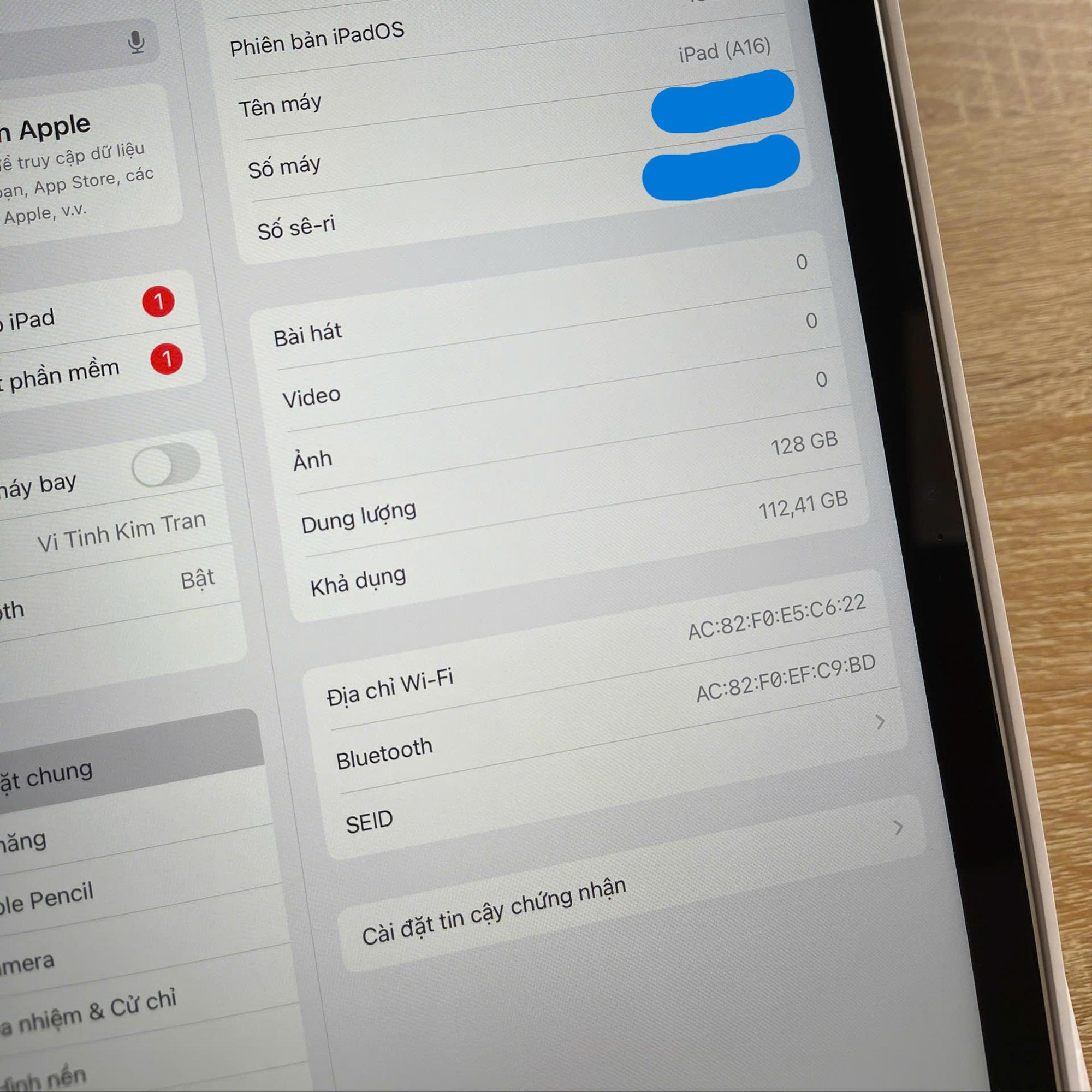 Ipad A16 128GB Like New sạc 2 lần. BH Apple tới 12/2026 +gói BH Rơi vỡ vào nước 12 tháng-duoc-ban-tai-Vi Tính Kim Trân