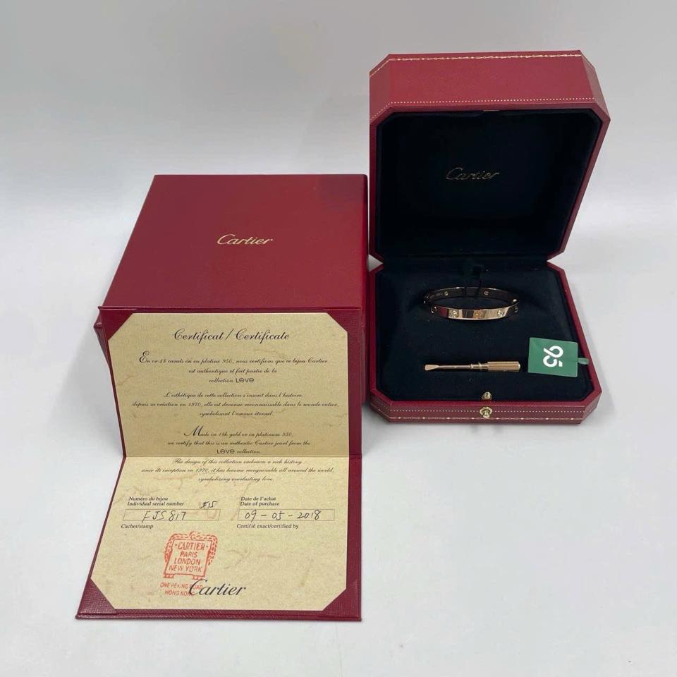 CARTIER LOVE BRACELET - RG - 15 - 4dia - Full box certi ( 09/05/2018 HK FJS817)-duoc-ban-tai-PML