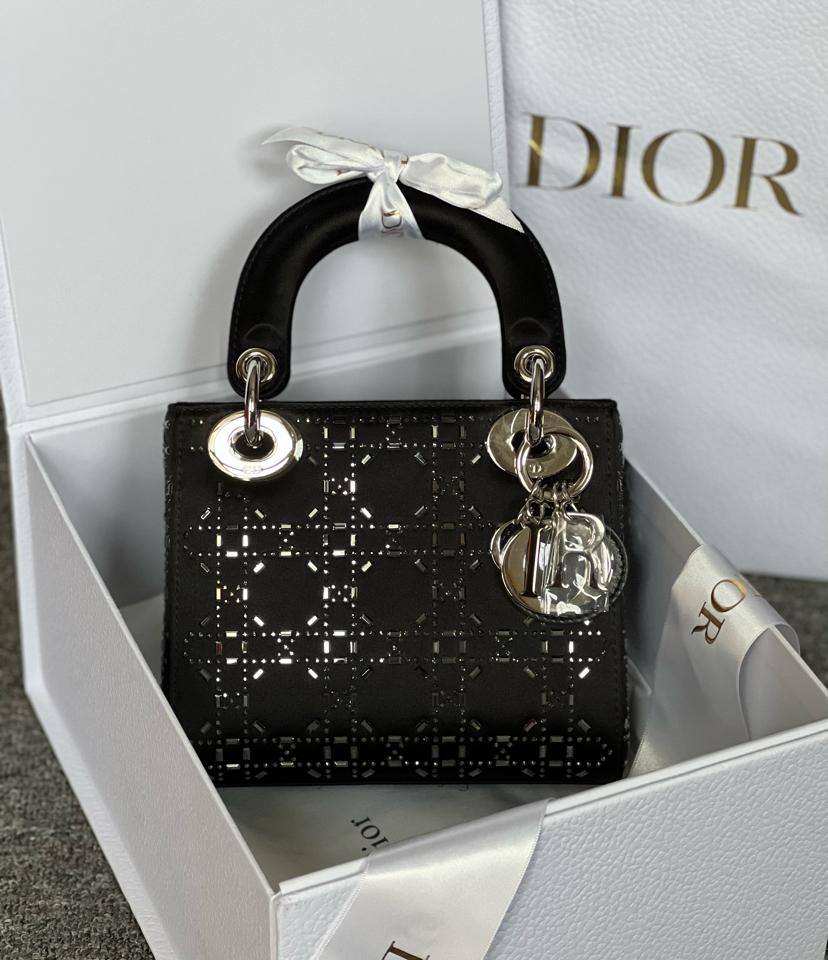 DIOR LADY MINI SATIN Black 98% full box card + check legit app (14/9/2017_02MA0187)-duoc-ban-tai-PML