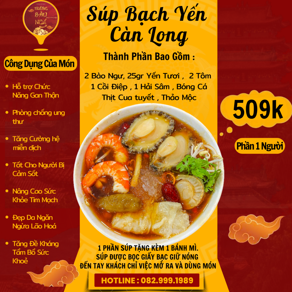 Bạch Yến Càn Long - Súp Bào Ngư Yến Tươi-duoc-ban-tai-SÚP BÀO NGƯ VI CÁ