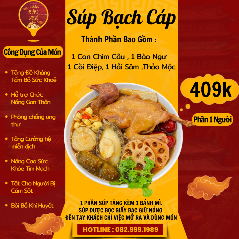 Bạch Cáp - Súp Chim Câu Bào Ngư-duoc-ban-tai-SÚP BÀO NGƯ VI CÁ