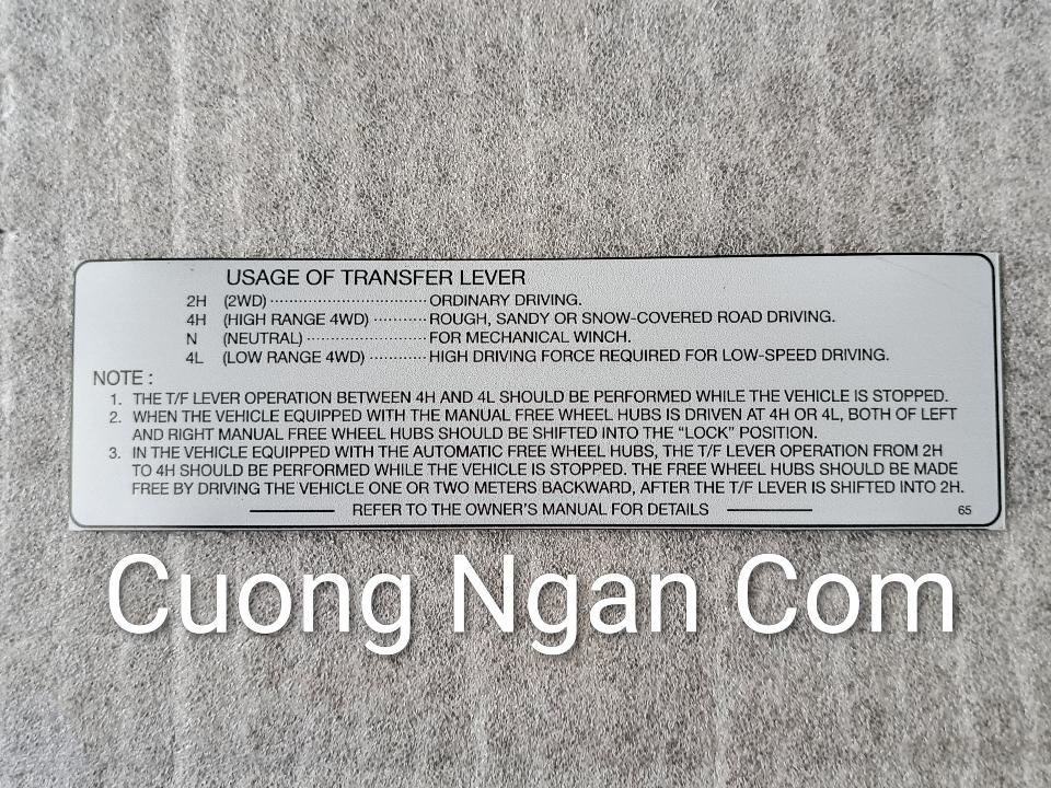 Nhãn cảnh báo vào số (Label T/F caution) Pajero V31 V32 V33 MB837665-duoc-ban-tai-Công ty CP Cường Ngân Com