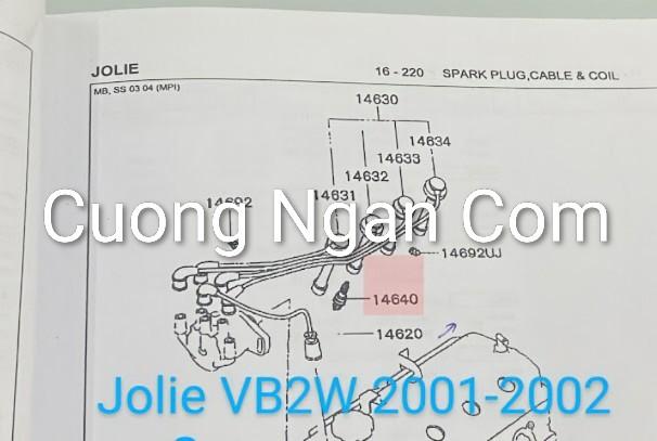 Bugi (Spark plug) Pajero V31, Jolie EFI VB2W
 MS851351-duoc-ban-tai-Công ty CP Cường Ngân Com