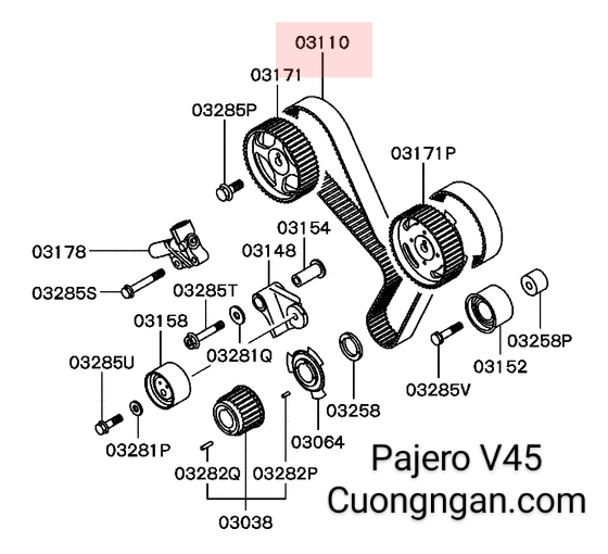 Cua ro cam (Belt valve timing) Pajero V45 V75 6G74
MD193875 / MD183006 / MD364114 / 1145A067 (265YU32)-duoc-ban-tai-Công ty CP Cường Ngân Com