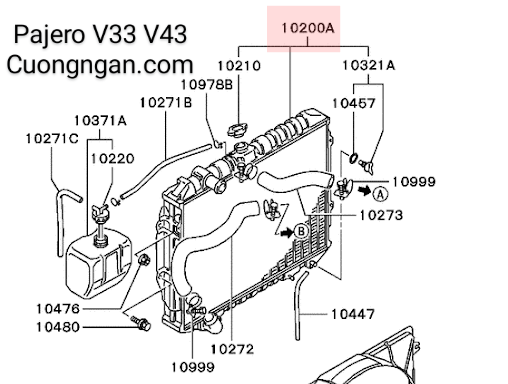 Két nước (Radiator assy) Pajero V33 V43 Tongshi 72096-26-duoc-ban-tai-Công ty CP Cường Ngân Com