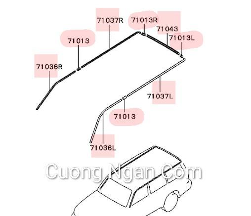 Nẹp mui xe (Moulding drip) Pajero V31 V32 V33 V43 V45 V46 MB677311 MB677312 MB677313 MB677314 MB677315 MB404179 MB677318 MB677317-duoc-ban-tai-Công ty CP Cường Ngân Com