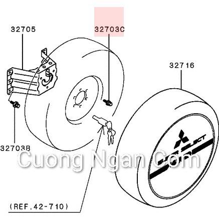 Bù lon bánh treo dự phòng (Bolt spare tire carrier) Pajero L047 V31 V32 V33 V73MB669435-duoc-ban-tai-Công ty CP Cường Ngân Com