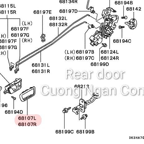 Nắp đậy tay mở cửa trong xe (Cover door inside handle) Pajero V73 V93 MR604133 / MR655490 MR604134 / MB655492-duoc-ban-tai-Công ty CP Cường Ngân Com