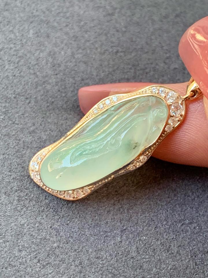 Mặt phỉ thuý nếp băng khoen giọt -duoc-ban-tai-💎 T&T JEWELS 💎