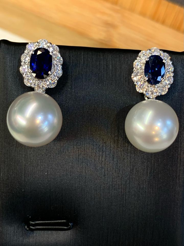 Set 14k Sapphire - Kim cương - ngọc trai biển thiên nhiên -duoc-ban-tai-💎 T&T JEWELS 💎