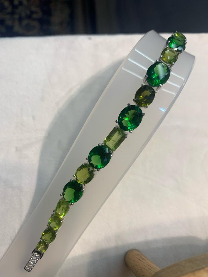 Lắc tay bạc 925  Peridot và Obsidian -duoc-ban-tai-💎 T&T JEWELS 💎