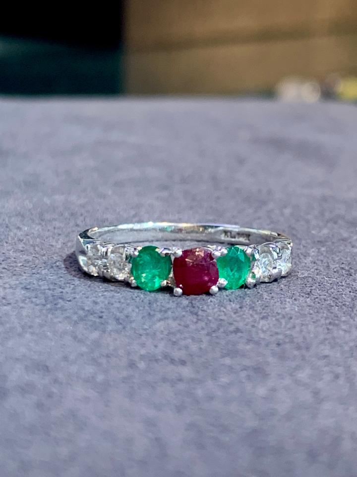 Nhẫn 14k Spinel - Emerald - 4 pcs Diamond 2,5 mm-duoc-ban-tai-💎 T&T JEWELS 💎