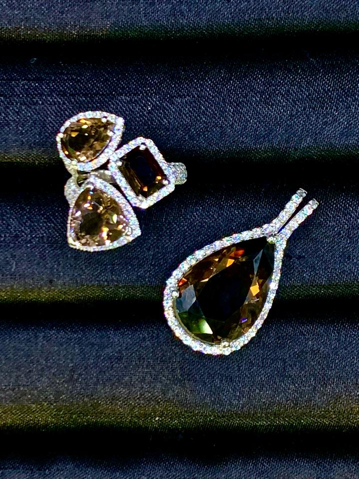 Set Thạch anh khói Bạc 925 mạ bạch kim -duoc-ban-tai-💎 T&T JEWELS 💎