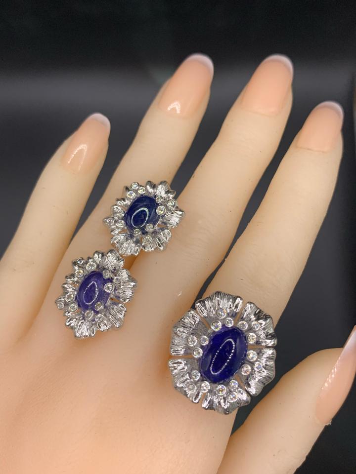 Set Sapphire tự nhiên không nhiệt vàng 14k + kim cương tự nhiên -duoc-ban-tai-💎 T&T JEWELS 💎