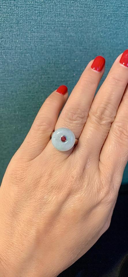 Nhẫn cẩm thạch phối Sapphire cam Bạc 925 mạ bạch kim -duoc-ban-tai-💎 T&T JEWELS 💎