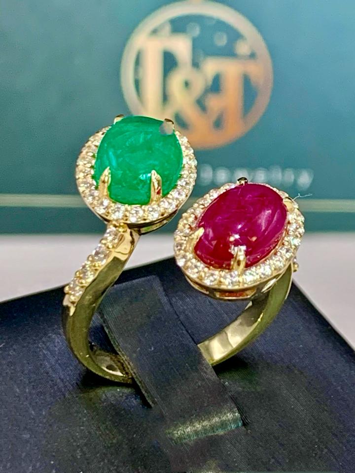 Nhẫn Ruby và Emerald thiên nhiên vàng 10k -duoc-ban-tai-💎 T&T JEWELS 💎