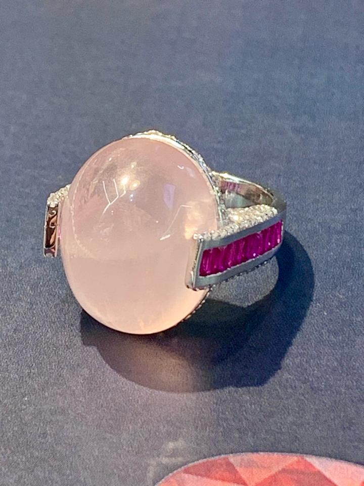 Nhẫn thạch anh hồng viền baguette đỏ -duoc-ban-tai-💎 T&T JEWELS 💎