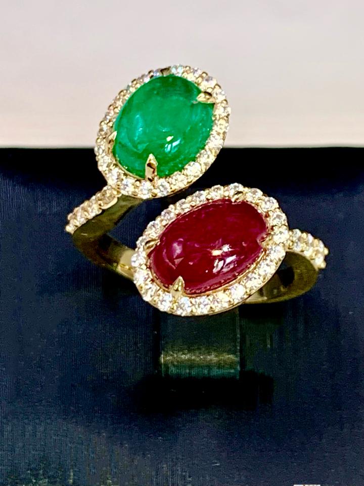 Nhẫn Ruby và Emerald thiên nhiên vàng 10k -duoc-ban-tai-💎 T&T JEWELS 💎