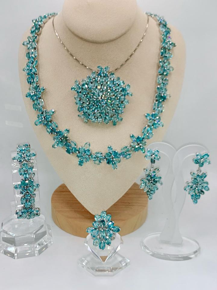 Set Zircon thiên nhiên xanh blue bạc Thái -duoc-ban-tai-T&T JEWELS 💍