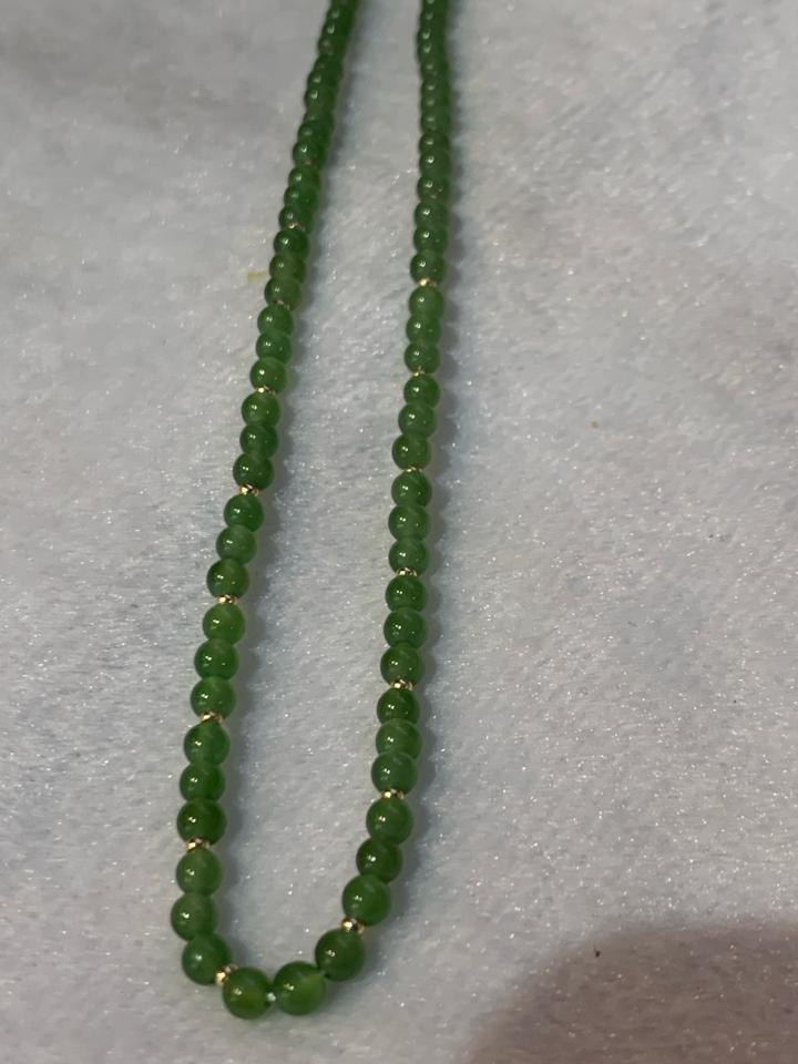Chuỗi ngọc bích 4 li tự nhiên khoá bạc mạ vàng -duoc-ban-tai-💎 T&T JEWELS 💎
