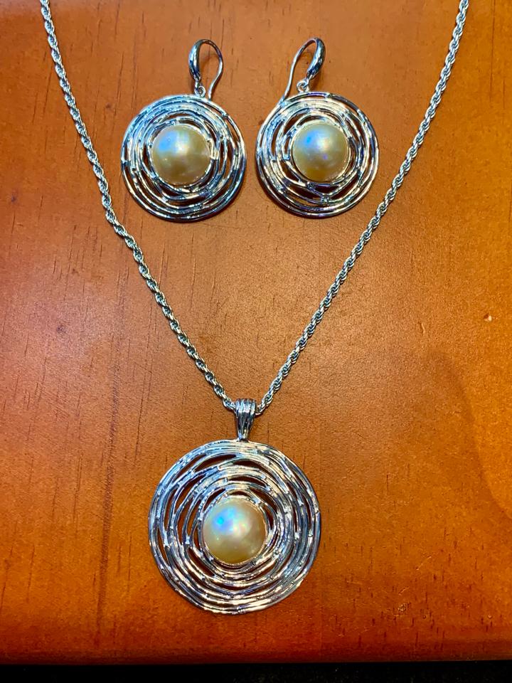 Set ngọc trai Mabe vàng bạc 925 mạ bạch kim -duoc-ban-tai-💎 T&T JEWELS 💎