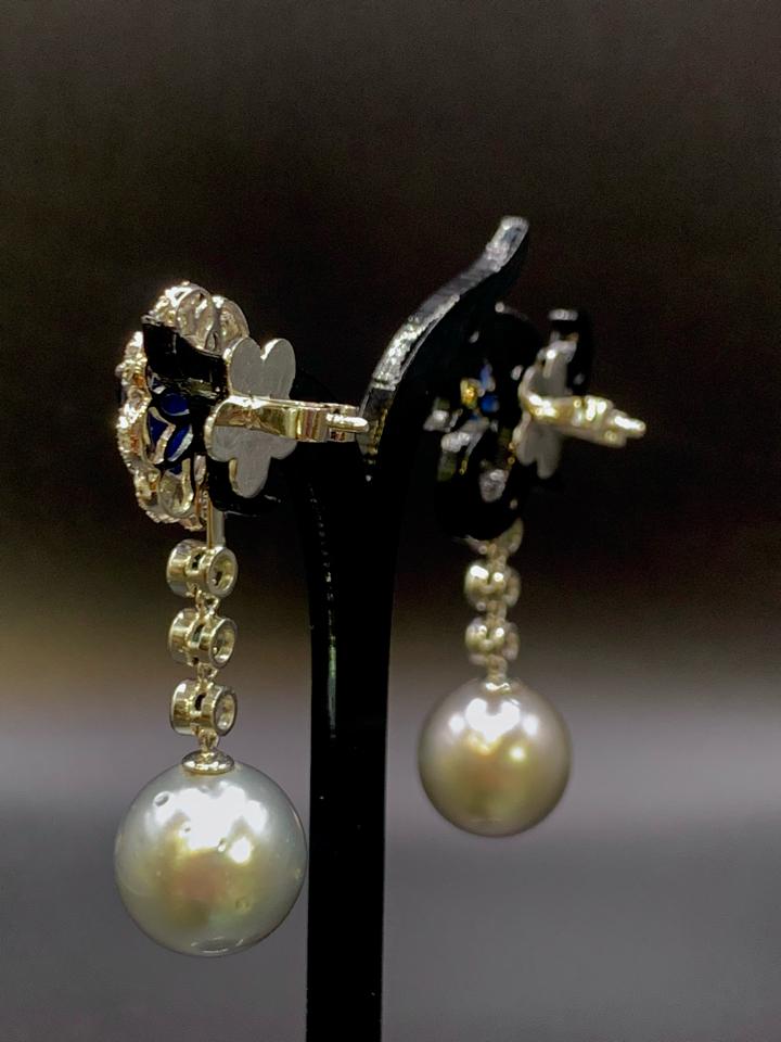 Hoa tai 8ct Sapphire phối diamonds vàng trắng 14k-duoc-ban-tai-💎 T&T JEWELS 💎