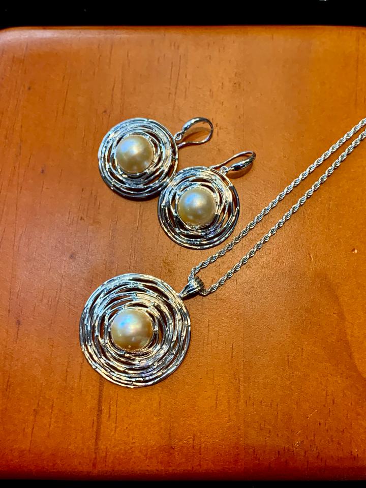 Set ngọc trai Mabe vàng bạc 925 mạ bạch kim -duoc-ban-tai-💎 T&T JEWELS 💎