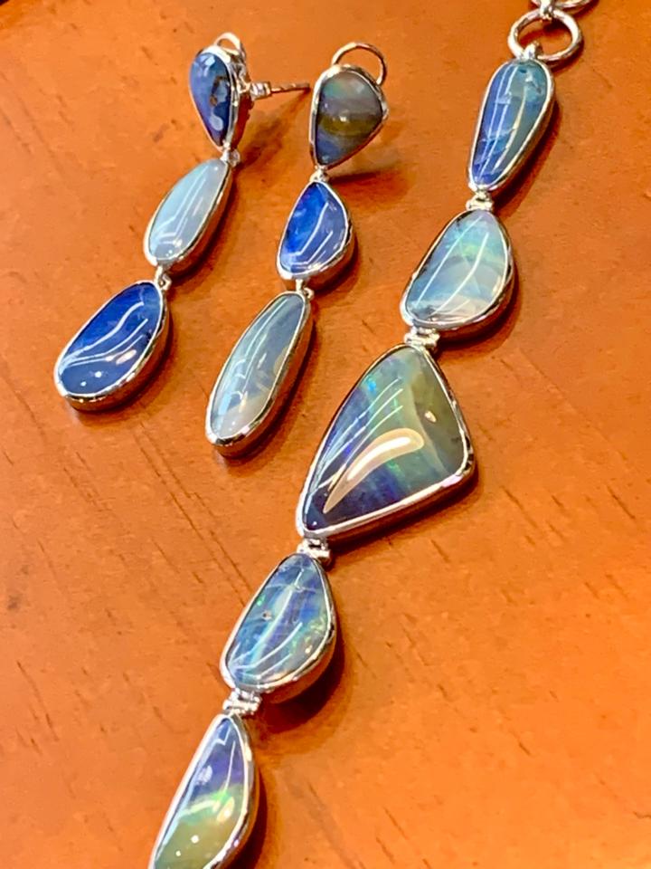 Set Opal Boulder Úc đủ dáng  bạc 925 mạ bạch kim -duoc-ban-tai-💎 T&T JEWELS 💎
