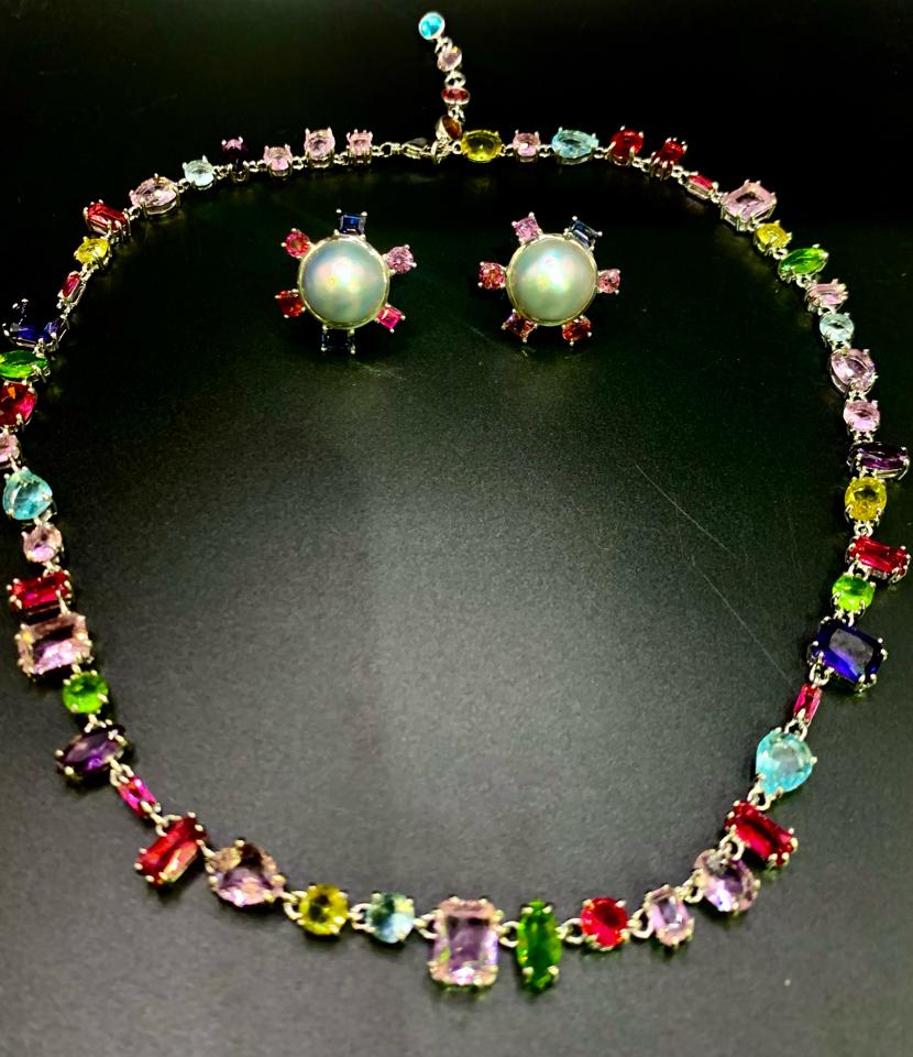 Set Vòng cổ và hoa tai Swarovski đá pha lê đủ màu-duoc-ban-tai-💎 T&T JEWELS 💎
