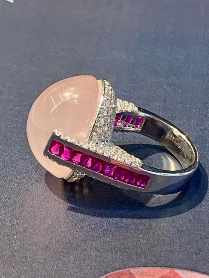 Nhẫn thạch anh hồng viền baguette đỏ -duoc-ban-tai-💎 T&T JEWELS 💎