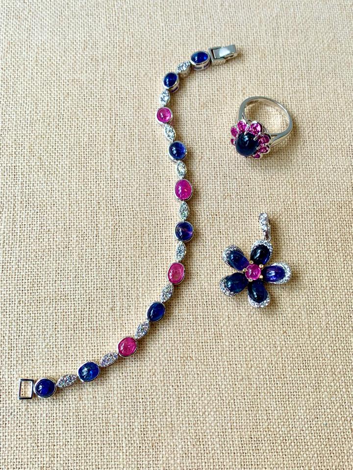 Set Sapphire hồng xanh - vàng 14k -duoc-ban-tai-💎 T&T JEWELS 💎