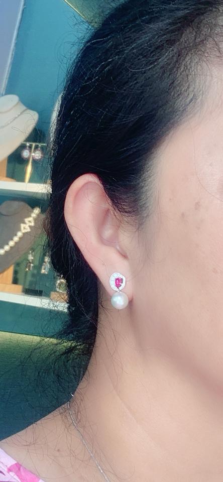 Hoa tai ruby tự nhiên kim cương vàng trắng 14k -duoc-ban-tai-💎 T&T JEWELS 💎