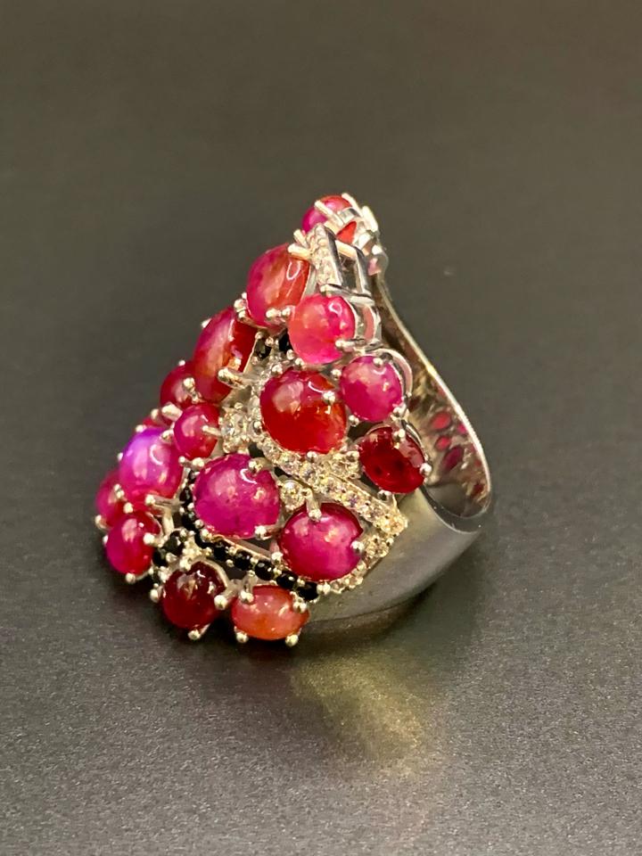 Nhẫn Bạc ruby Yên bái kết chùm -duoc-ban-tai-T&T JEWELS 💍