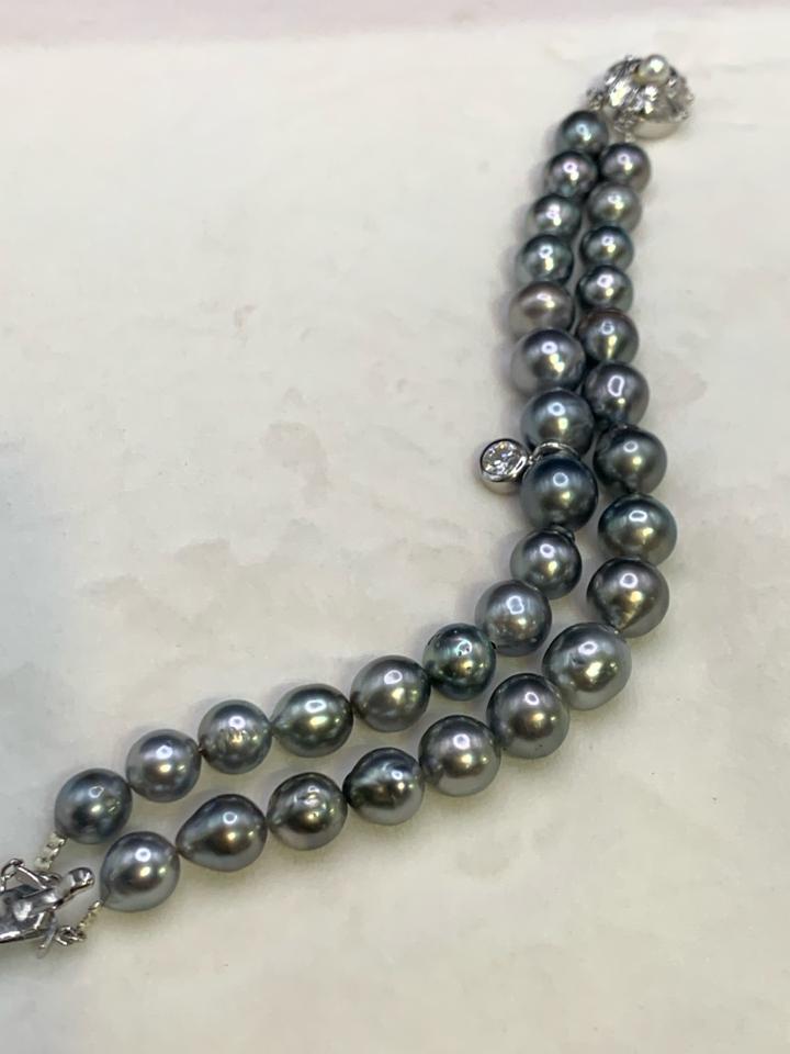 Vòng tay đôi ngọc trai Tahiti 9-11 li  xám đen baroque -duoc-ban-tai-💎 T&T JEWELS 💎