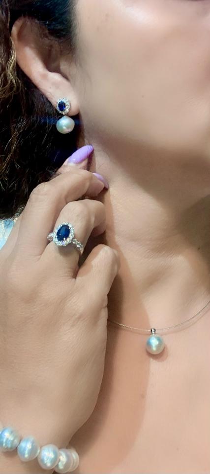 Set 14k Sapphire - Kim cương - ngọc trai biển thiên nhiên -duoc-ban-tai-💎 T&T JEWELS 💎