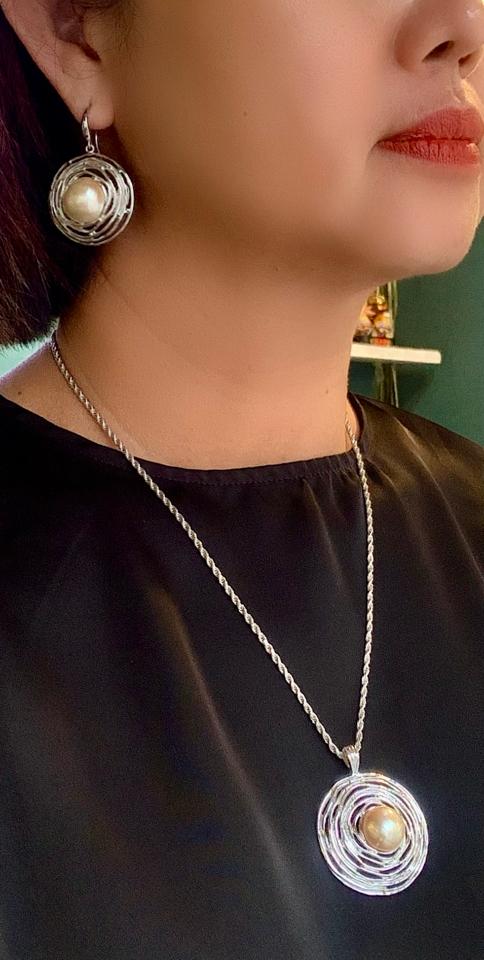 Set ngọc trai Mabe vàng bạc 925 mạ bạch kim -duoc-ban-tai-💎 T&T JEWELS 💎