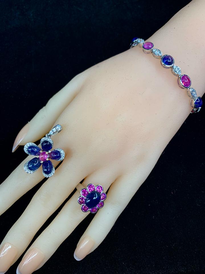 Set Sapphire hồng xanh - vàng 14k -duoc-ban-tai-💎 T&T JEWELS 💎