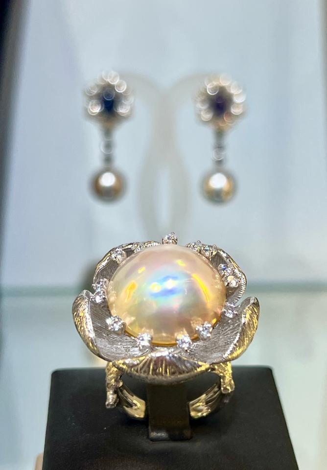 Nhẫn Mabe thiết kế nghệ thuật vỏ bạc 925 mạ bạch kim -duoc-ban-tai-💎 T&T JEWELS 💎