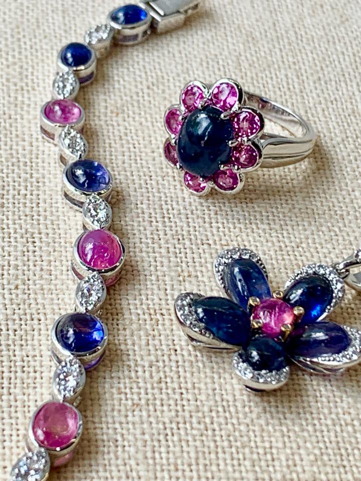 Set Sapphire hồng xanh - vàng 14k -duoc-ban-tai-💎 T&T JEWELS 💎