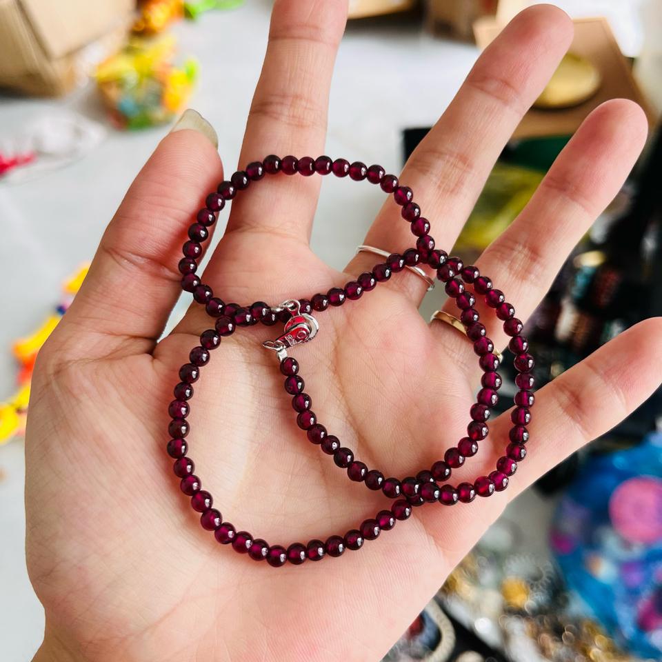 Chuỗi ngọc garnet tự nhiên khóa hiệu-duoc-ban-tai-Trang sức Bảo Quân Hàn - Japón Bonita Vintage