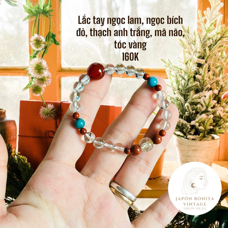 Lắc phối thạch anh, ngọc lam, ngọc bích đỏ-duoc-ban-tai-Trang sức Bảo Quân Hàn - Japón Bonita Vintage