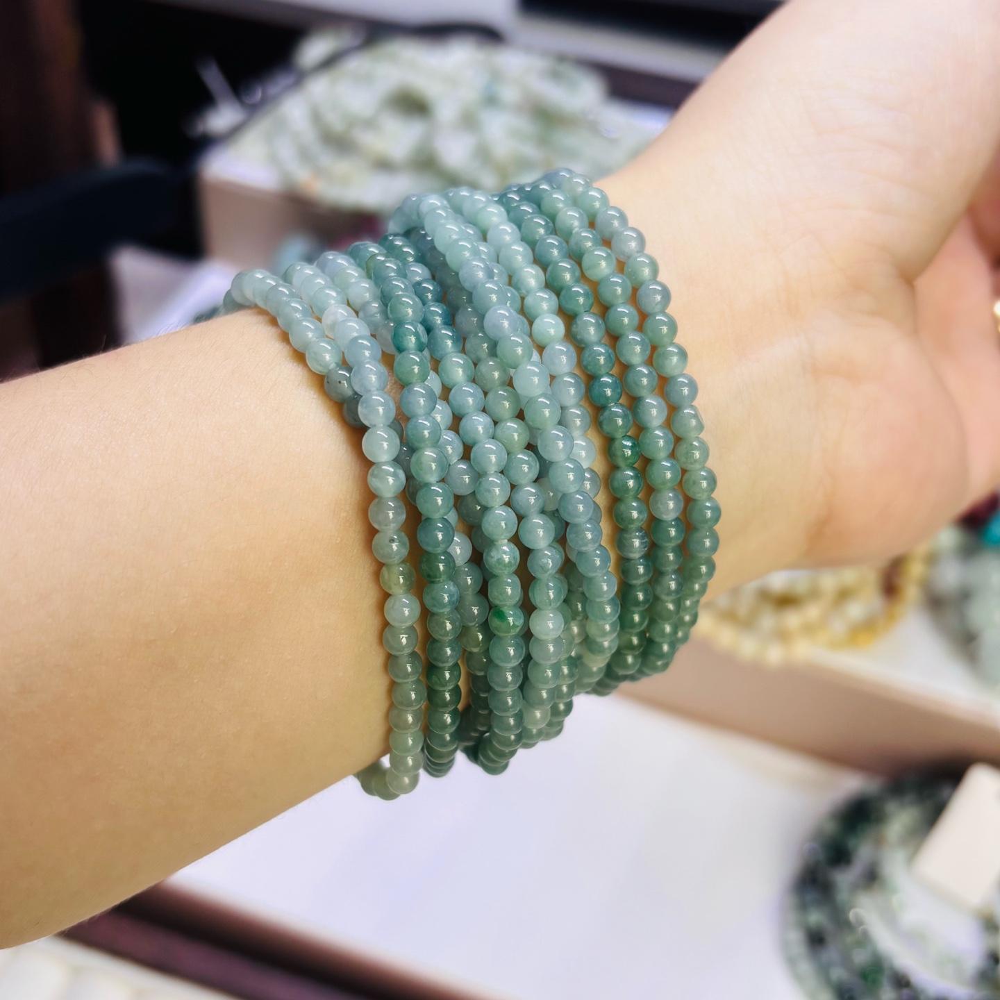 Ngọc phỉ thúy nhí jade A Myanmar xanh dầu 3.5 ly nếp băng -duoc-ban-tai-Trang sức Bảo Quân Hàn - Japón Bonita Vintage