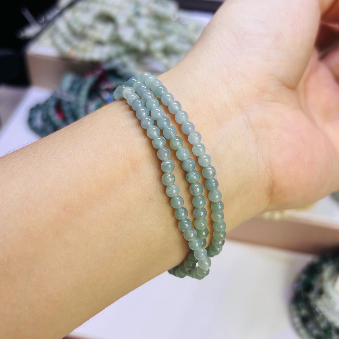 Ngọc phỉ thúy nhí jade A Myanmar xanh dầu 3.5 ly nếp băng -duoc-ban-tai-Trang sức Bảo Quân Hàn - Japón Bonita Vintage
