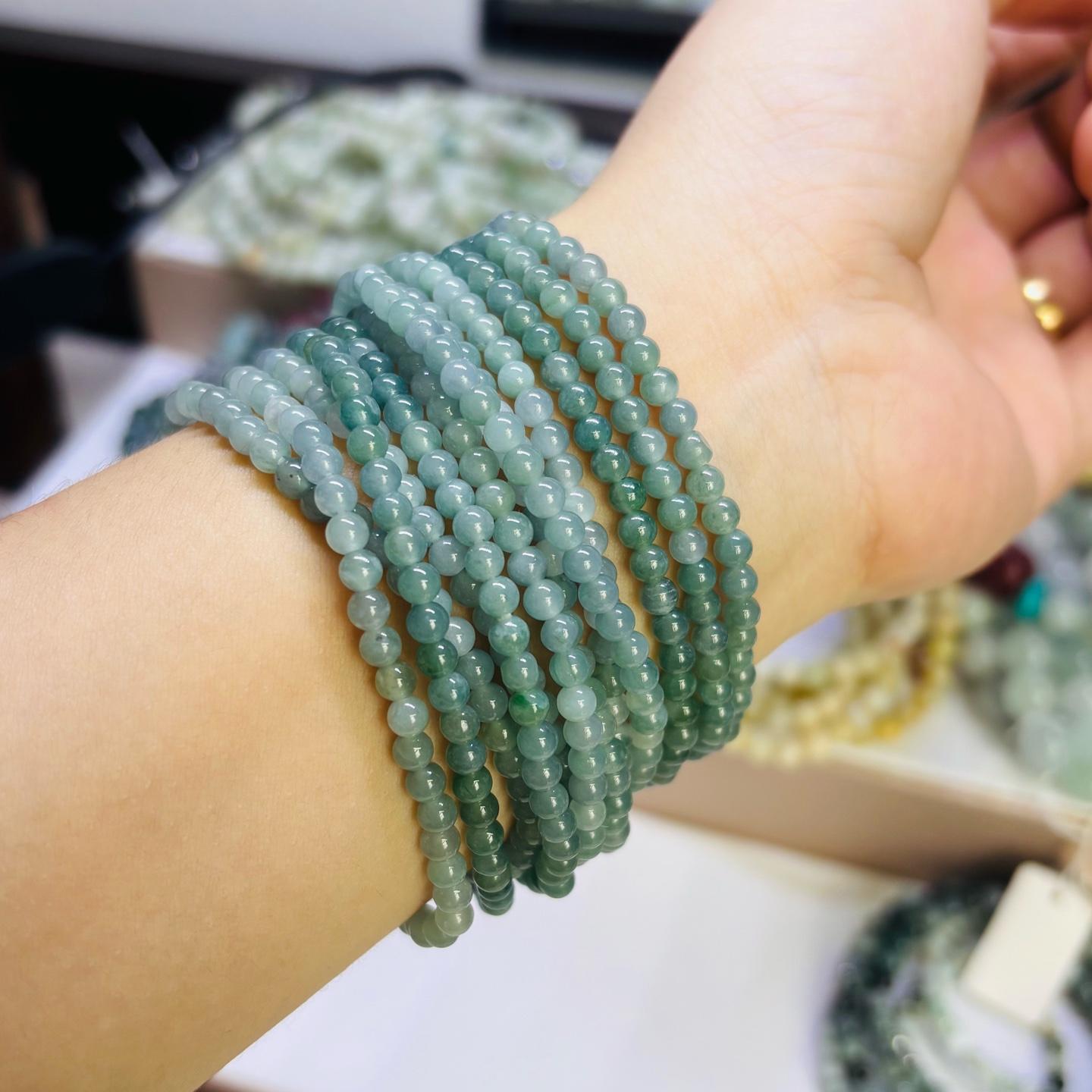 Ngọc phỉ thúy nhí jade A Myanmar xanh dầu 3.5 ly nếp băng -duoc-ban-tai-Trang sức Bảo Quân Hàn - Japón Bonita Vintage