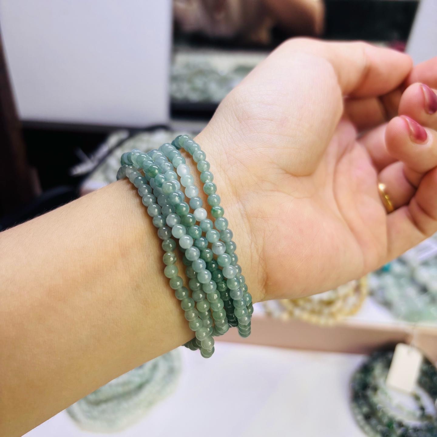 Ngọc phỉ thúy nhí jade A Myanmar xanh dầu 3.5 ly nếp băng -duoc-ban-tai-Trang sức Bảo Quân Hàn - Japón Bonita Vintage