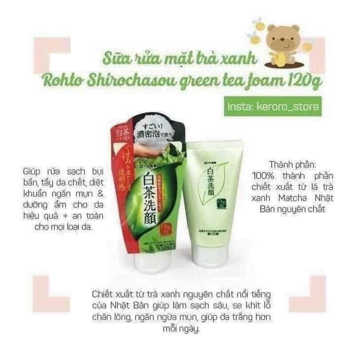 Sữa Rửa Mặt Rohto Shirochasu Trà Xanh 120g-duoc-ban-tai-Mẹ Sóc Shop - Hàng Nhật Nội Địa