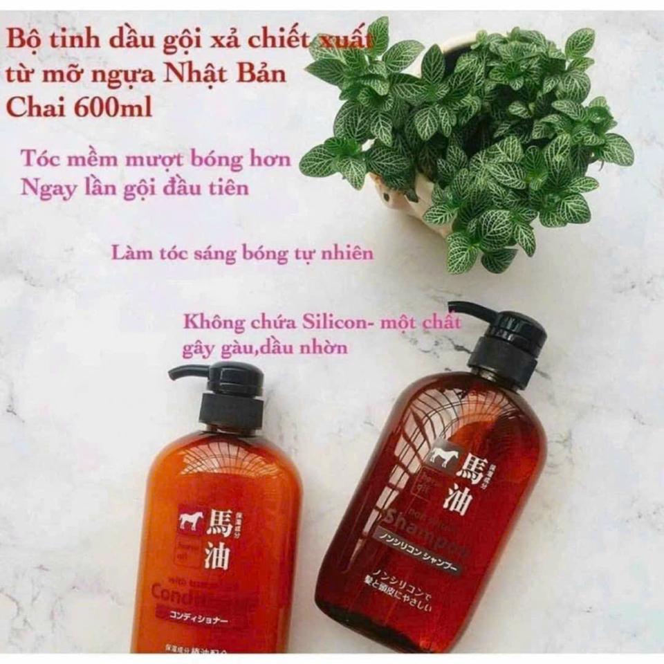 Dầu Xả Mỡ Ngựa Kumano Horse Oil Natural Hair 600ml-duoc-ban-tai-Mẹ Sóc Shop - Hàng Nhật Nội Địa