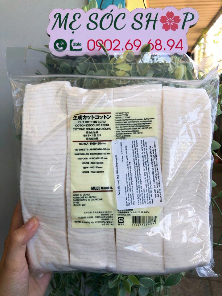 Bông Tẩy Trang Muji Organic Nội Địa Nhật (50x60mm)-180 miếng-duoc-ban-tai-Mẹ Sóc Shop - Hàng Nhật Nội Địa
